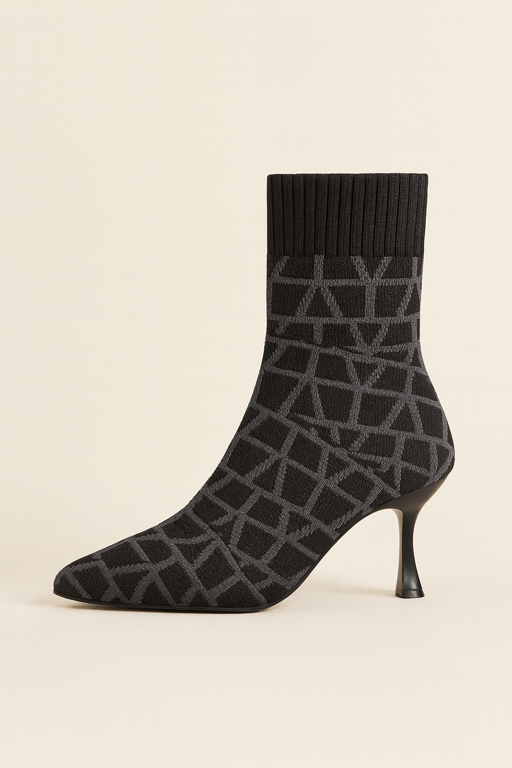 The Elviera Geo-Knit Stiletto Ankle Boots