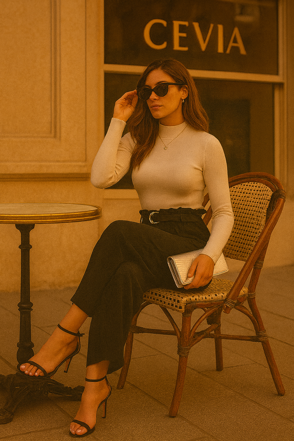 The Marivelle Belted Paper-Waist Tailored Pants