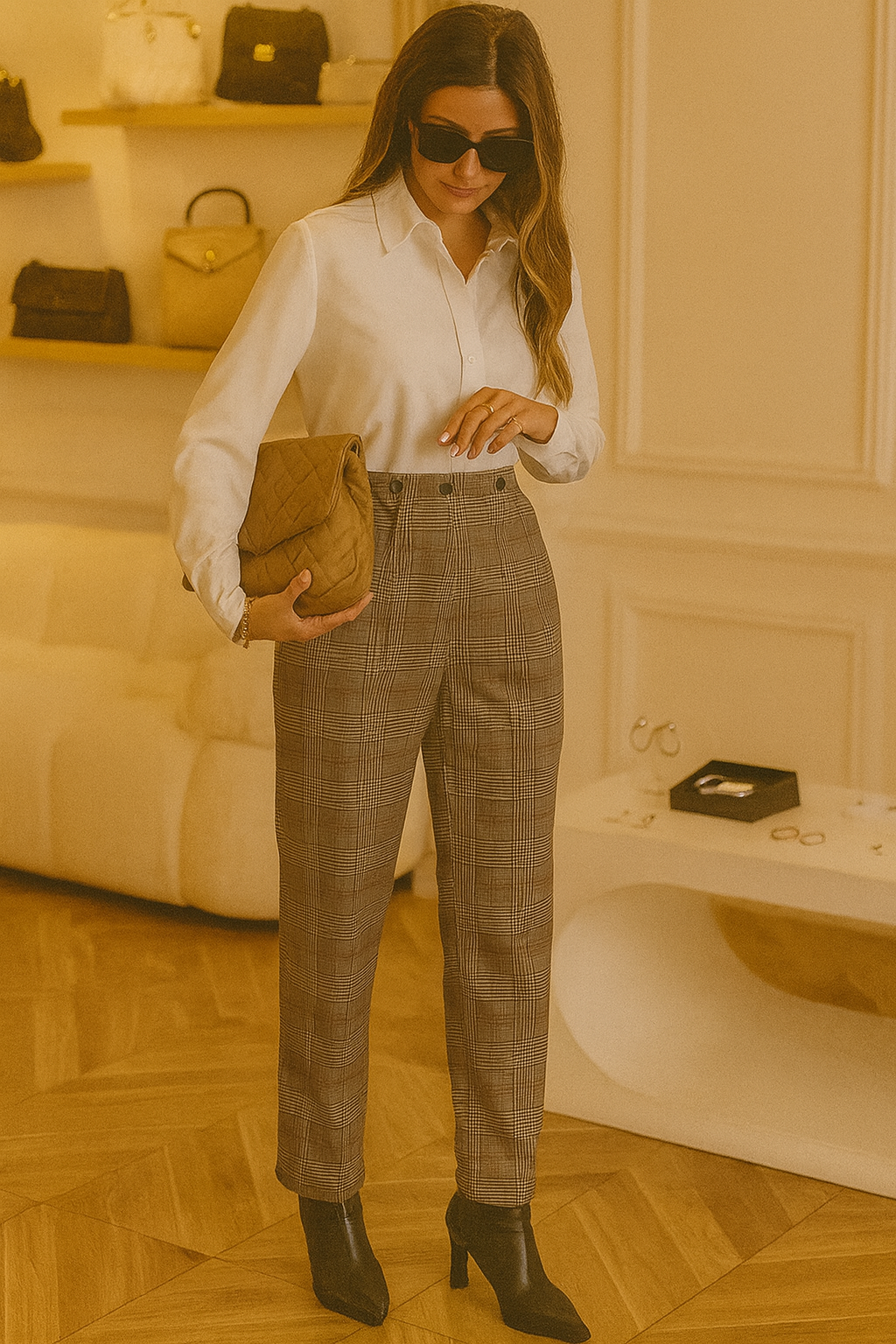 The Marivelle Paris Tailored Checkered Trousers – Heritage Plaid Elegance