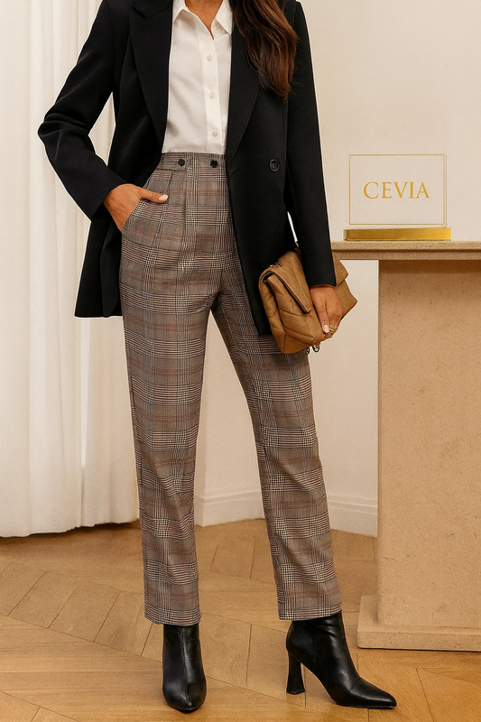 The Marivelle Paris Tailored Checkered Trousers – Heritage Plaid Elegance