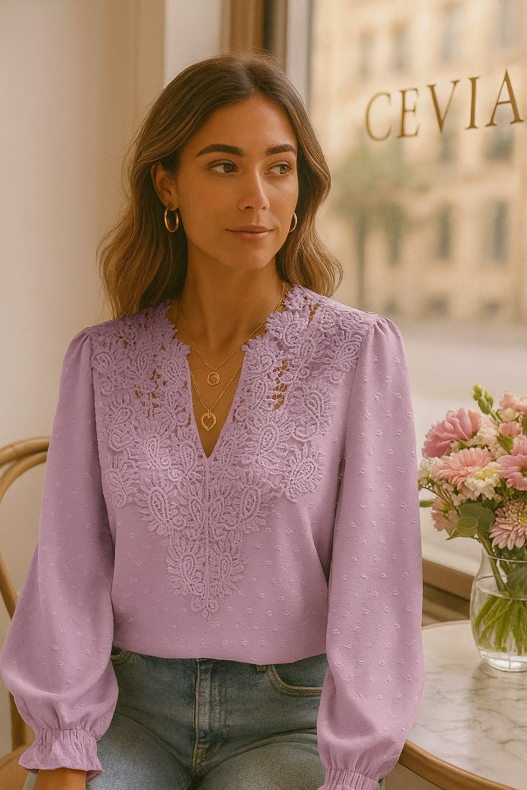 The Elara Lace Blouse