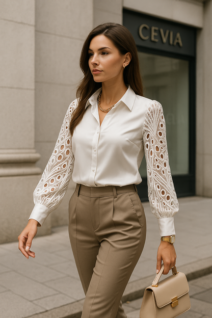 The Élodie Lace Sleeve Blouse