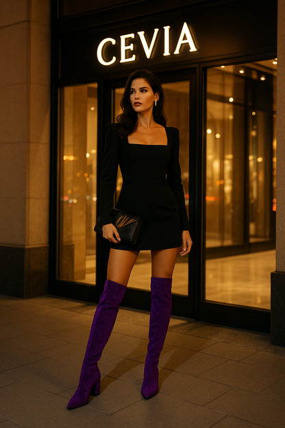 The Celeste Over-the-Knee Glitter Boots