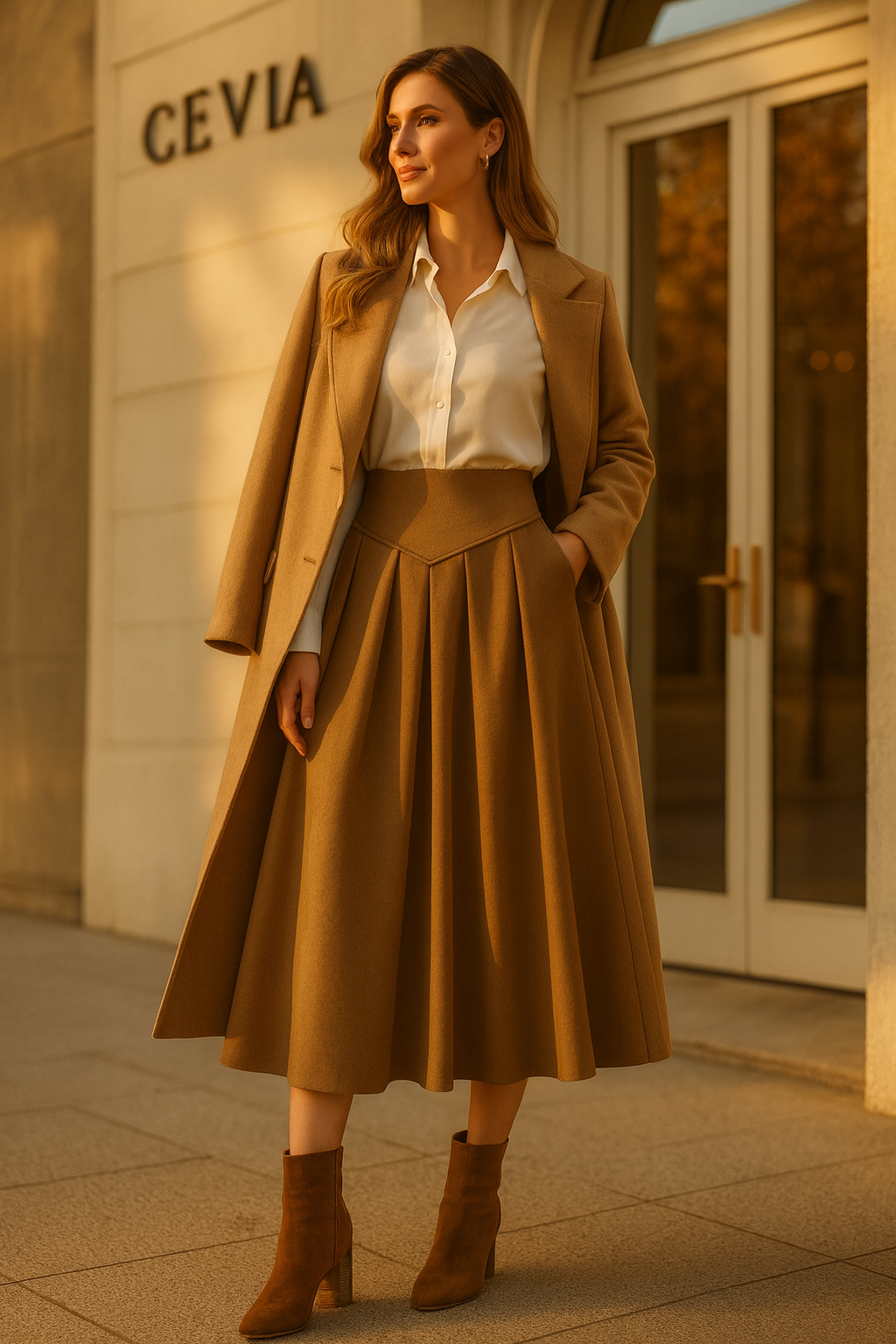 The Evanna Pleated Midi Skirt