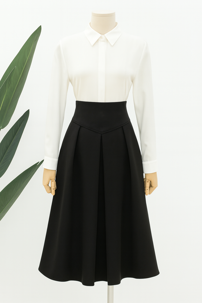The Evanna Pleated Midi Skirt