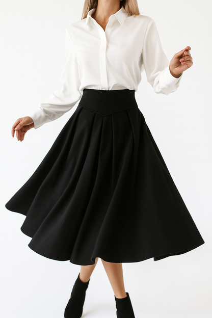 The Evanna Pleated Midi Skirt