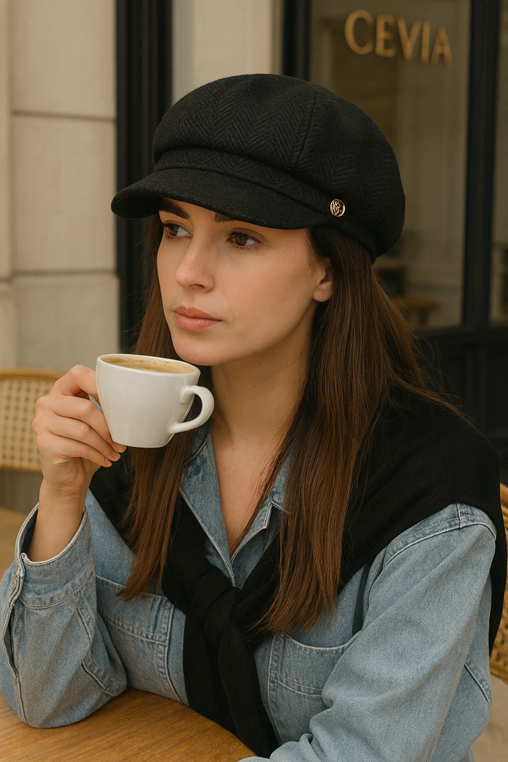 The Renelle Herringbone Cap