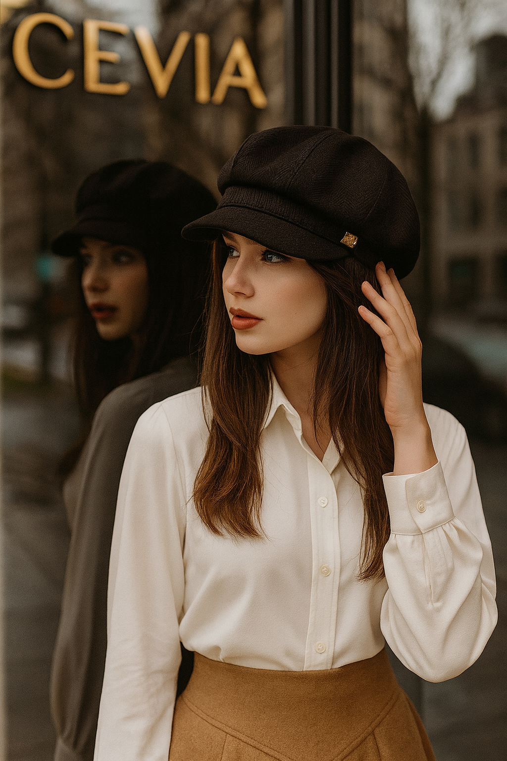 The Renelle Herringbone Cap