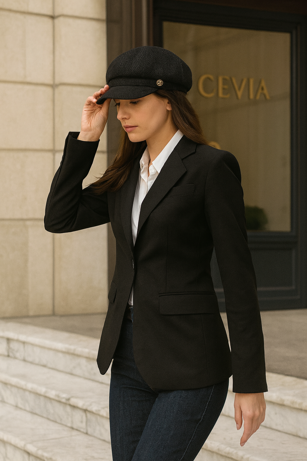 The Renelle Herringbone Cap