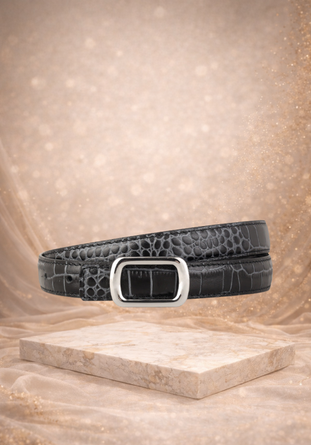 The Riviera Croc-Embossed Leather Belt