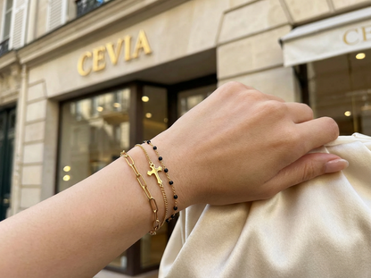 The Lucette Noir-Gold Layered Bracelet — Triple-Layer Minimal Luxe