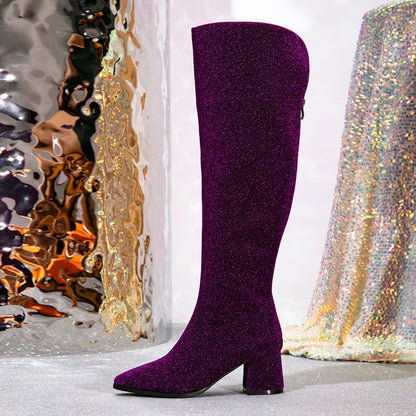 The Celeste Over-the-Knee Glitter Boots