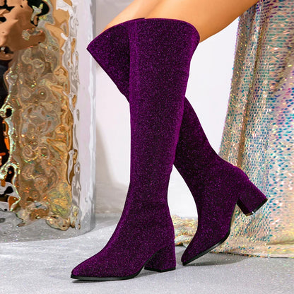 The Celeste Over-the-Knee Glitter Boots
