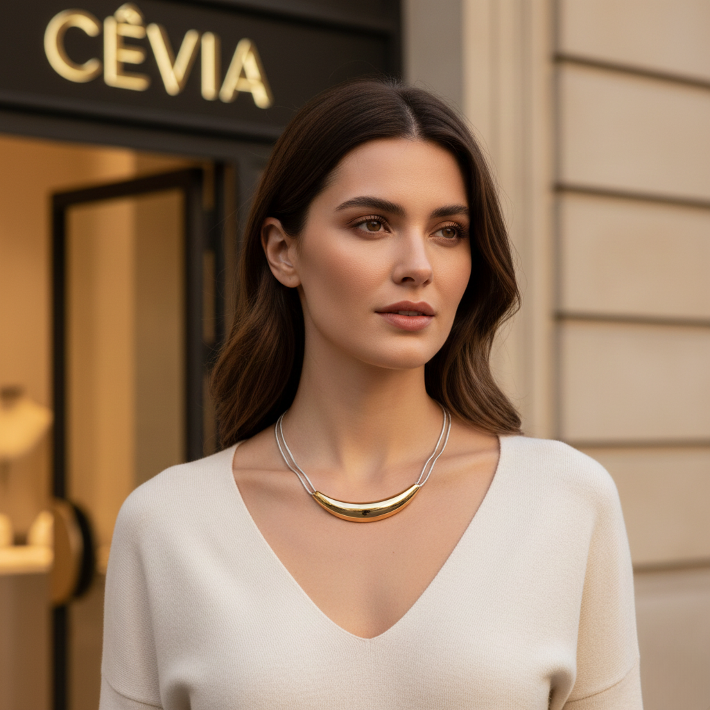 The Aureline Dual-Metal Curve Necklace