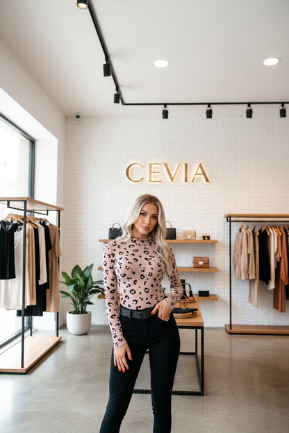 The Léophelle Sheer Rose-Taupe Bodysuit