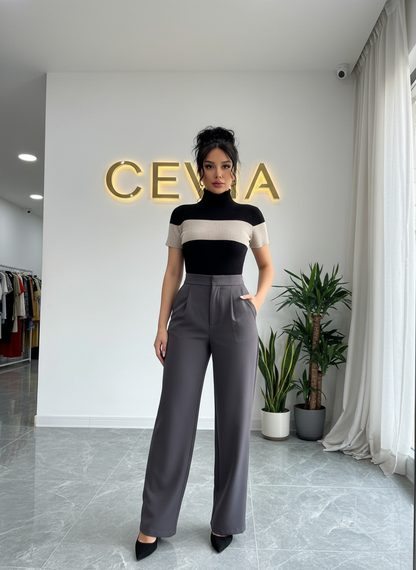 The Marivonne Dual-Tone Sculpted Knit Bodysuit