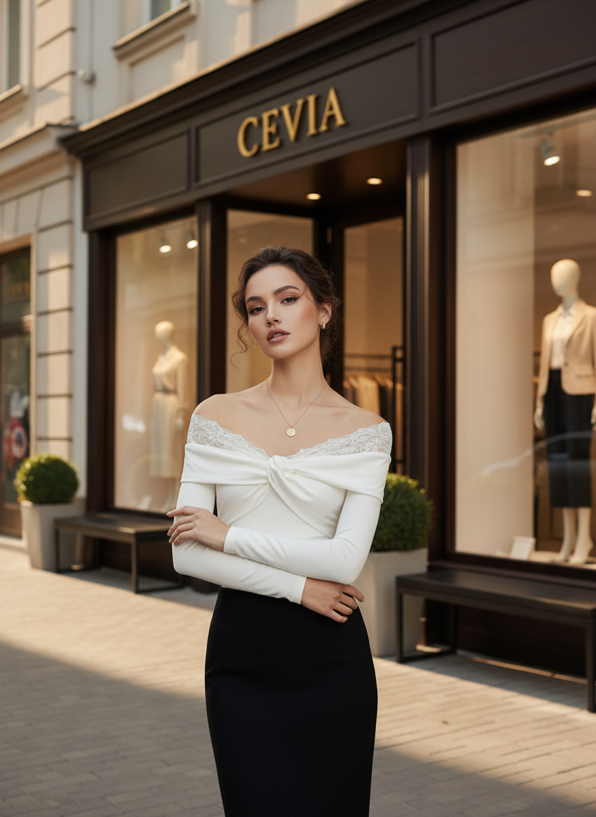 The Avaline Off-Shoulder Lace-Twist Bodysuit