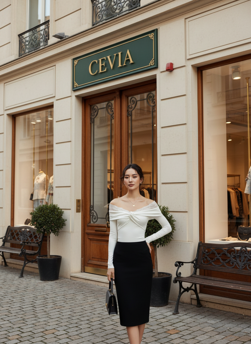 The Avaline Off-Shoulder Lace-Twist Bodysuit