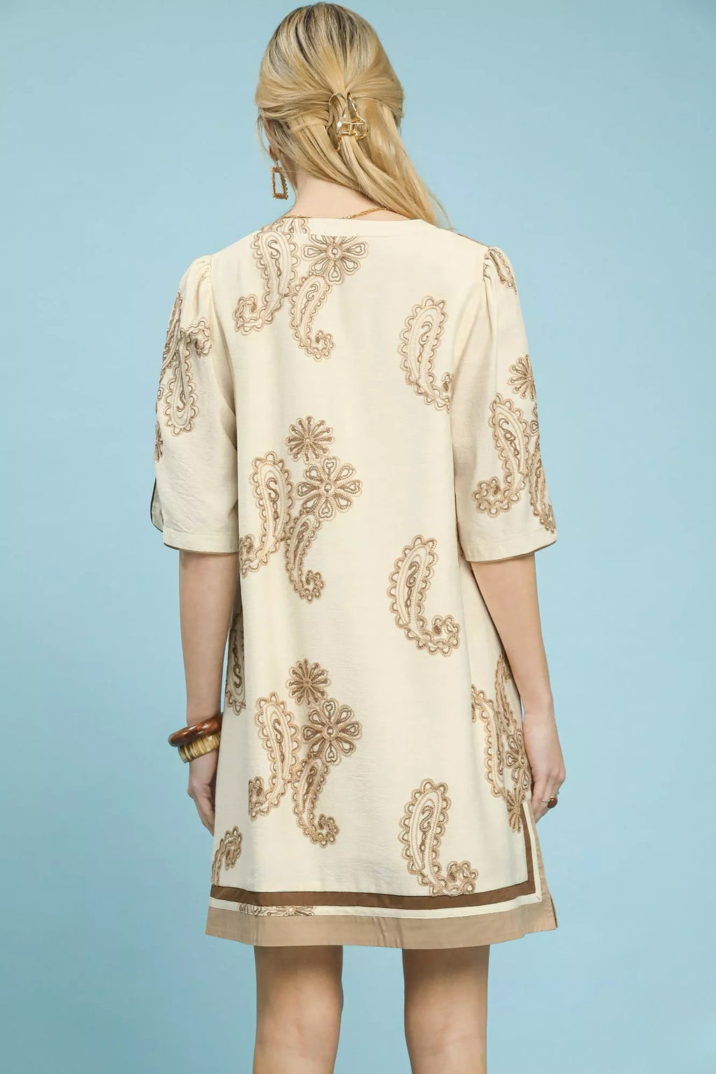 Embroidered Tassel Shift Dress