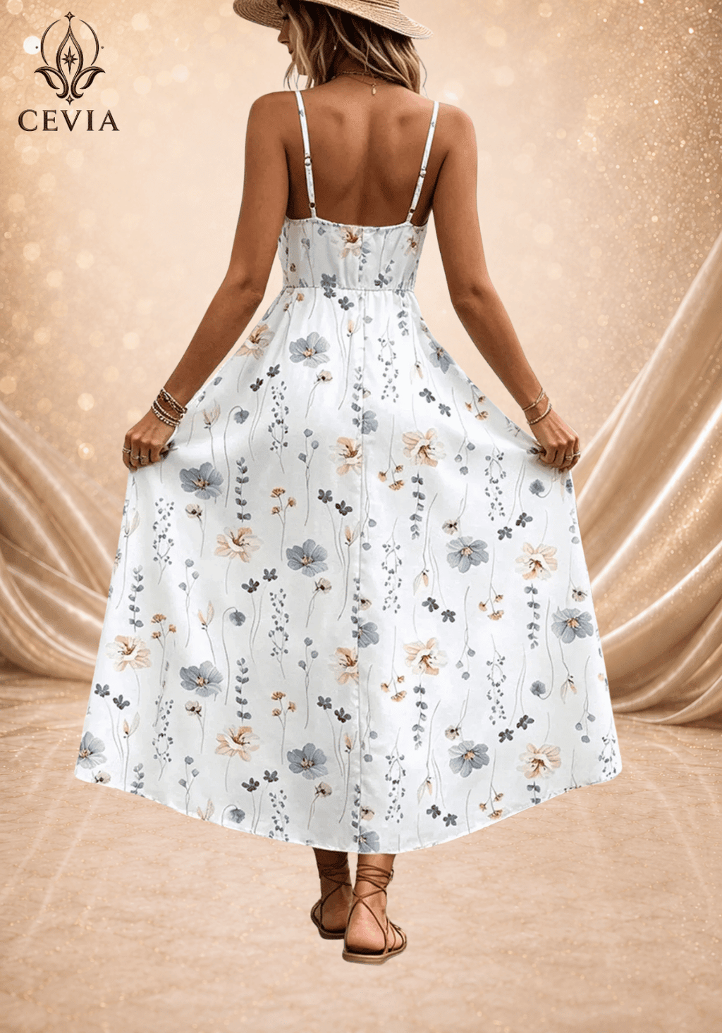 Floral Surplice Maxi Sundress - CEVIA