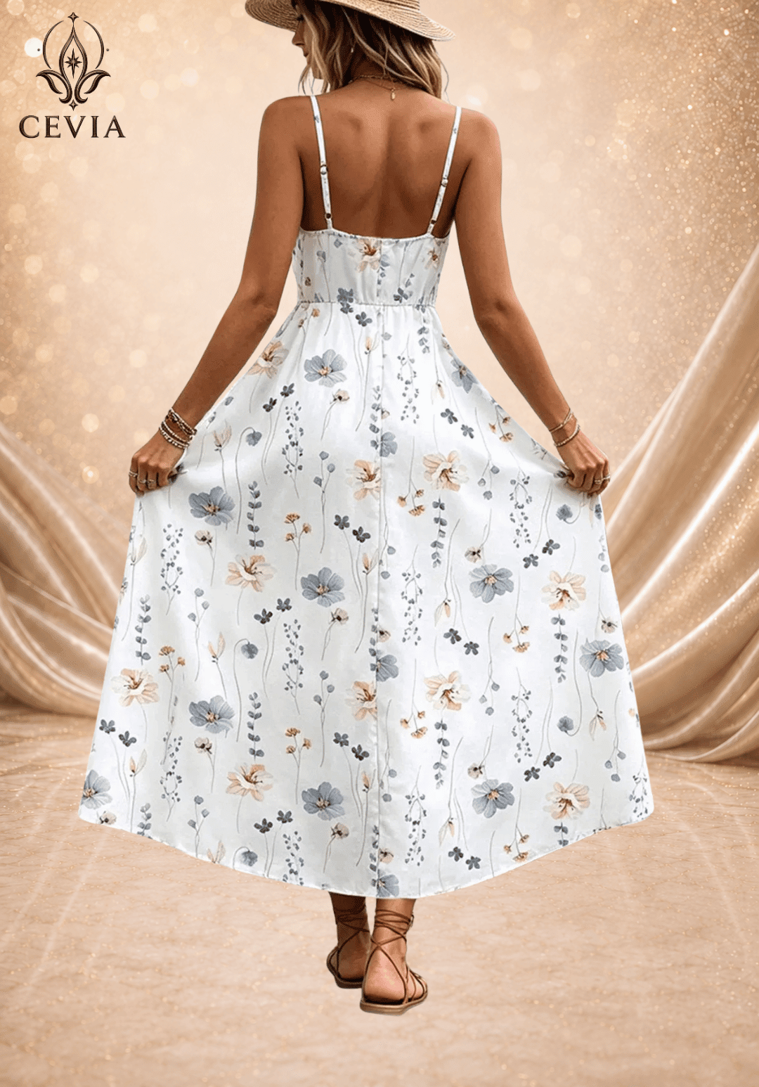 Floral Surplice Maxi Sundress - CEVIA