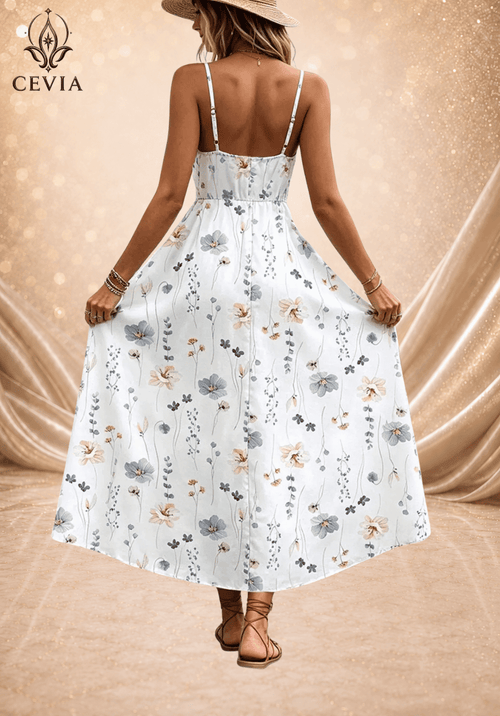 Floral Surplice Maxi Sundress - CEVIA