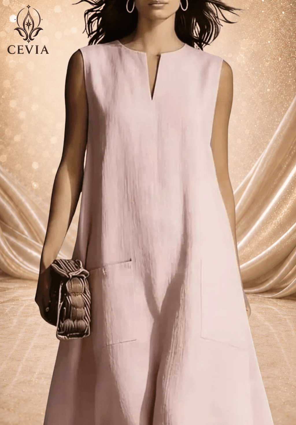 Minimalist Split-Neck Sleeveless Maxi Dress - CEVIA