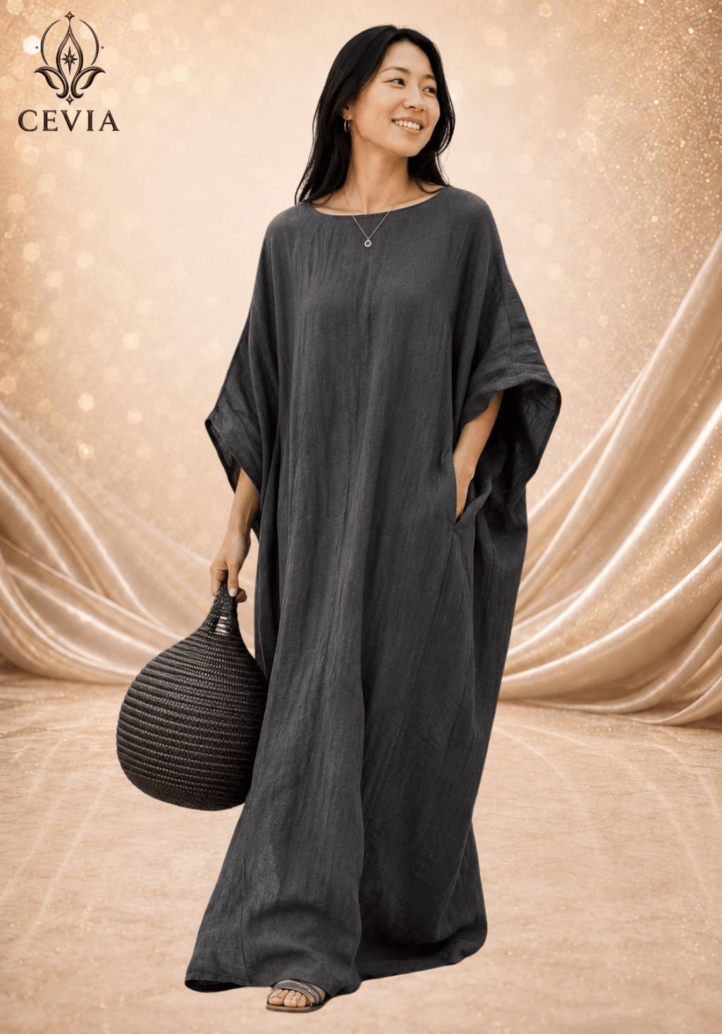The Asymmetrical Draped Maxi Dress - CEVIA