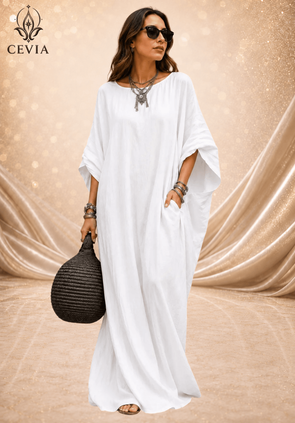 The Asymmetrical Draped Maxi Dress - CEVIA