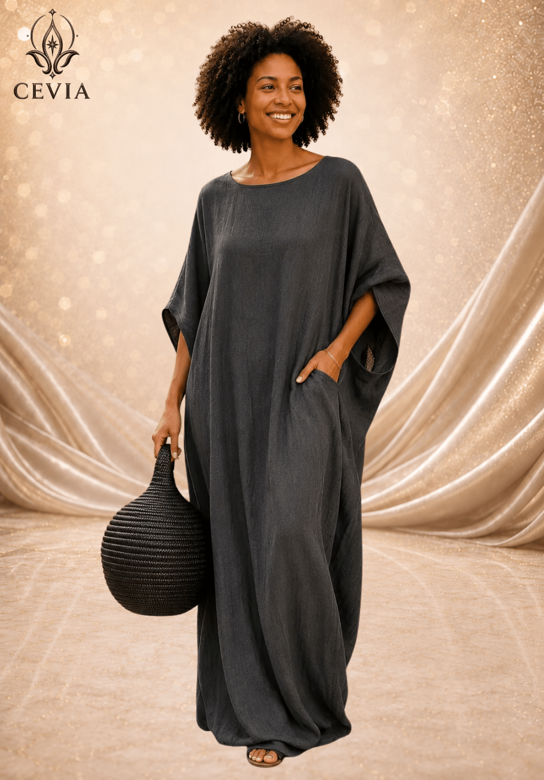 The Asymmetrical Draped Maxi Dress - CEVIA