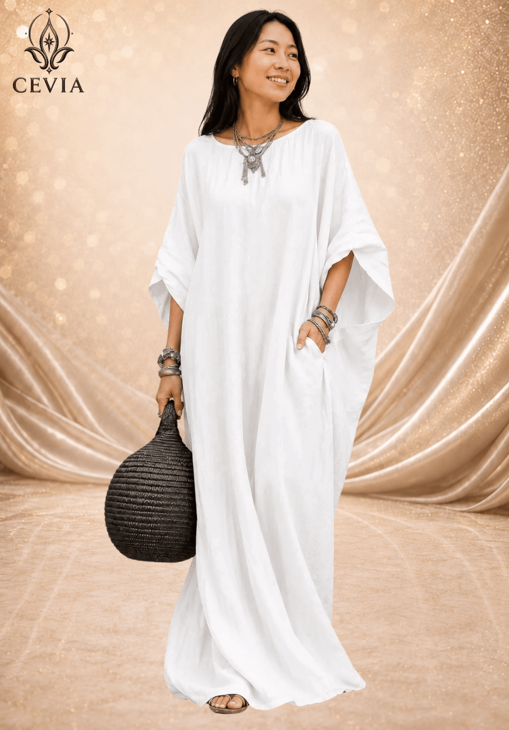 The Asymmetrical Draped Maxi Dress - CEVIA