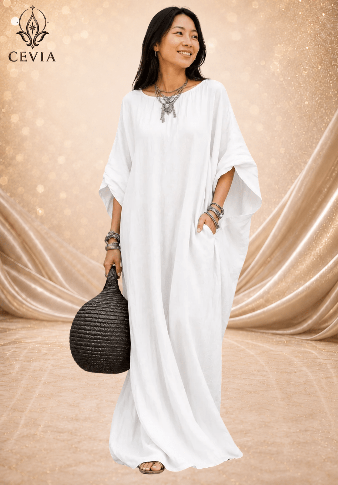 The Asymmetrical Draped Maxi Dress - CEVIA
