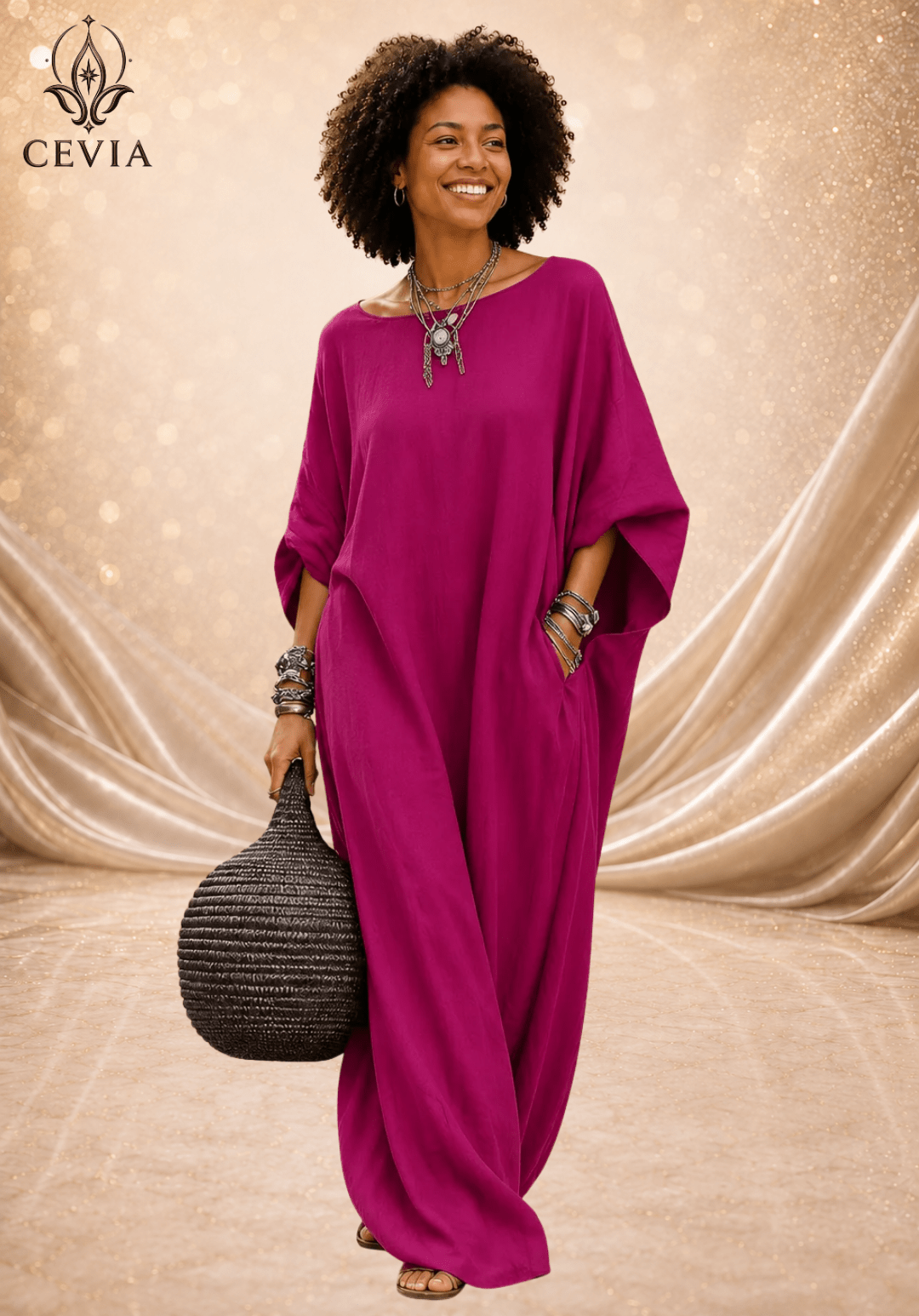 The Asymmetrical Draped Maxi Dress - CEVIA