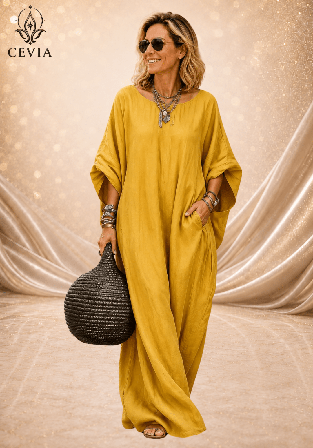 The Asymmetrical Draped Maxi Dress - CEVIA