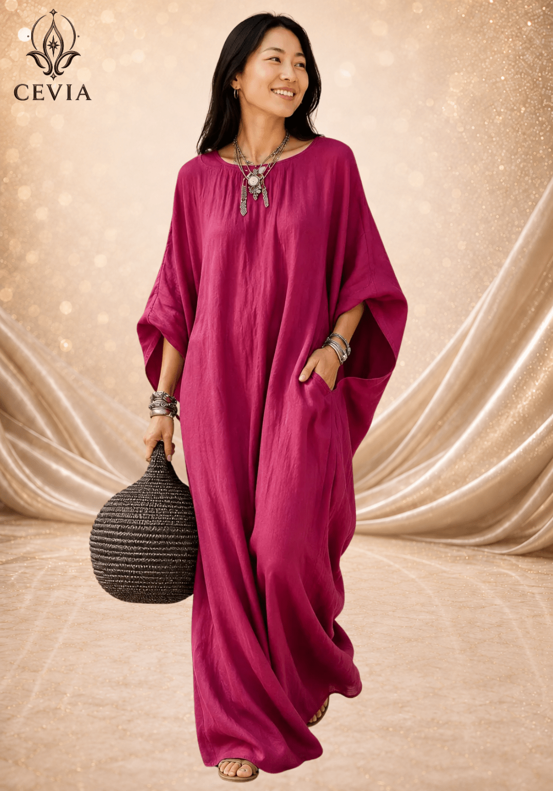 The Asymmetrical Draped Maxi Dress - CEVIA