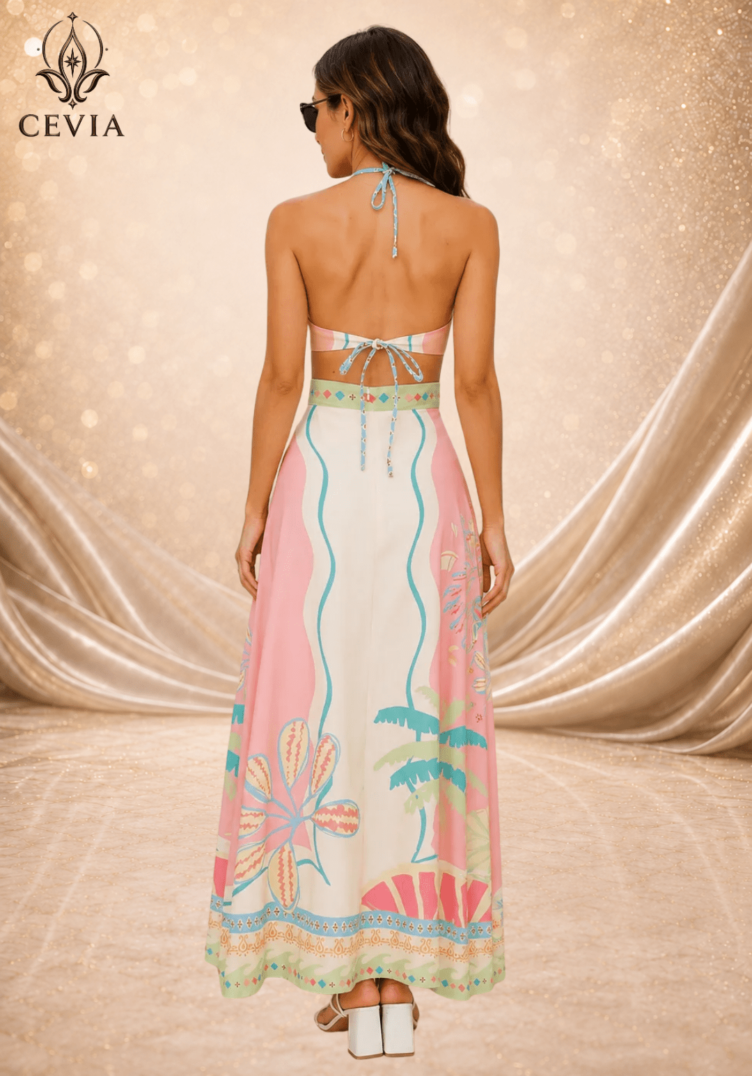 The Backless Halter Cutout Maxi Dress - CEVIA