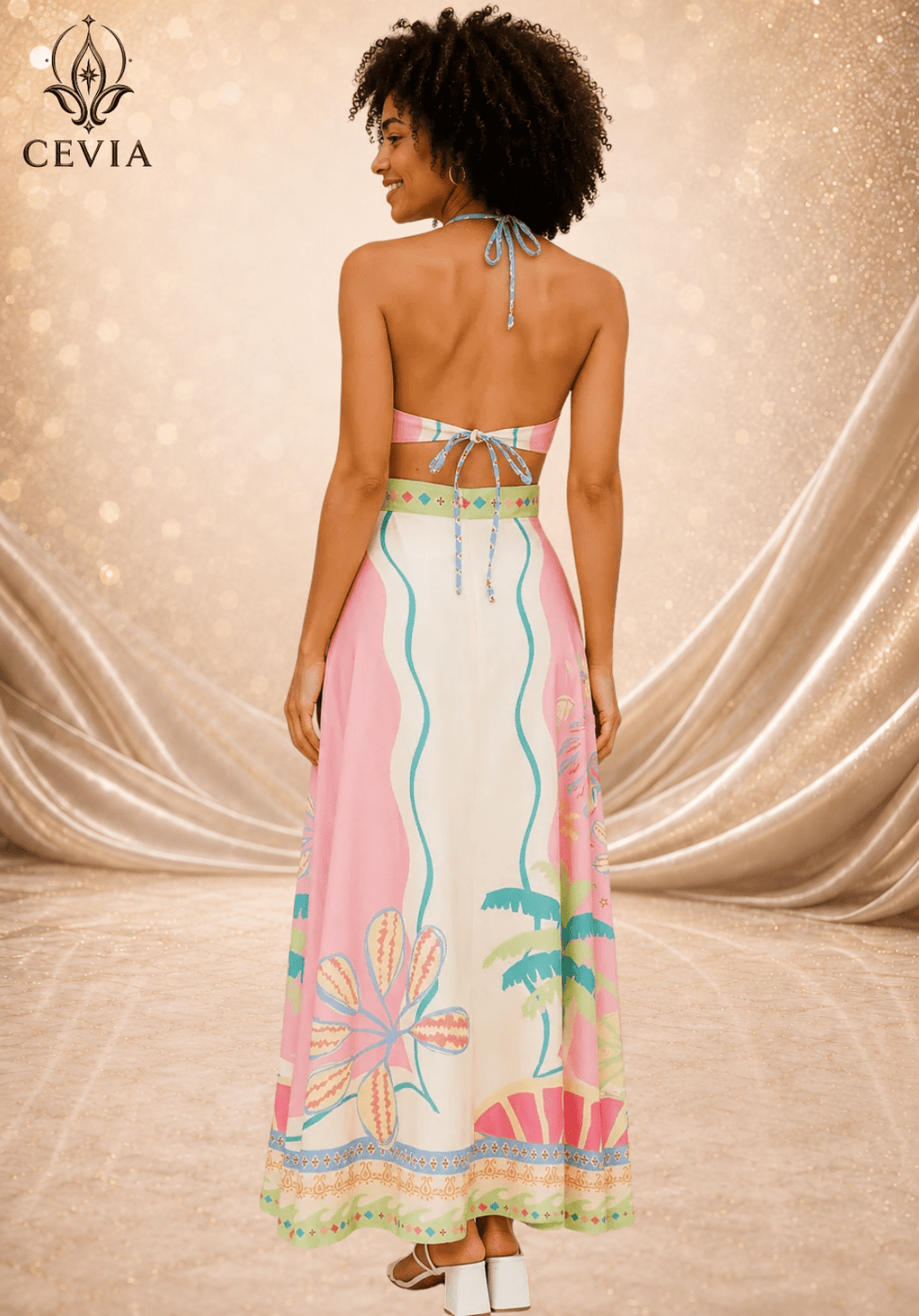 The Backless Halter Cutout Maxi Dress - CEVIA