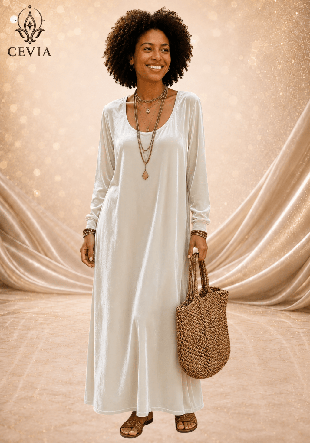 The Fluid Long-Sleeve Maxi Dress - CEVIA
