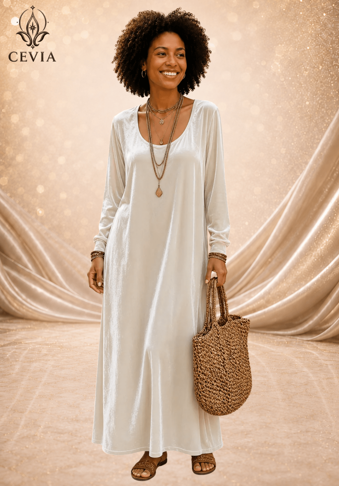The Fluid Long-Sleeve Maxi Dress - CEVIA