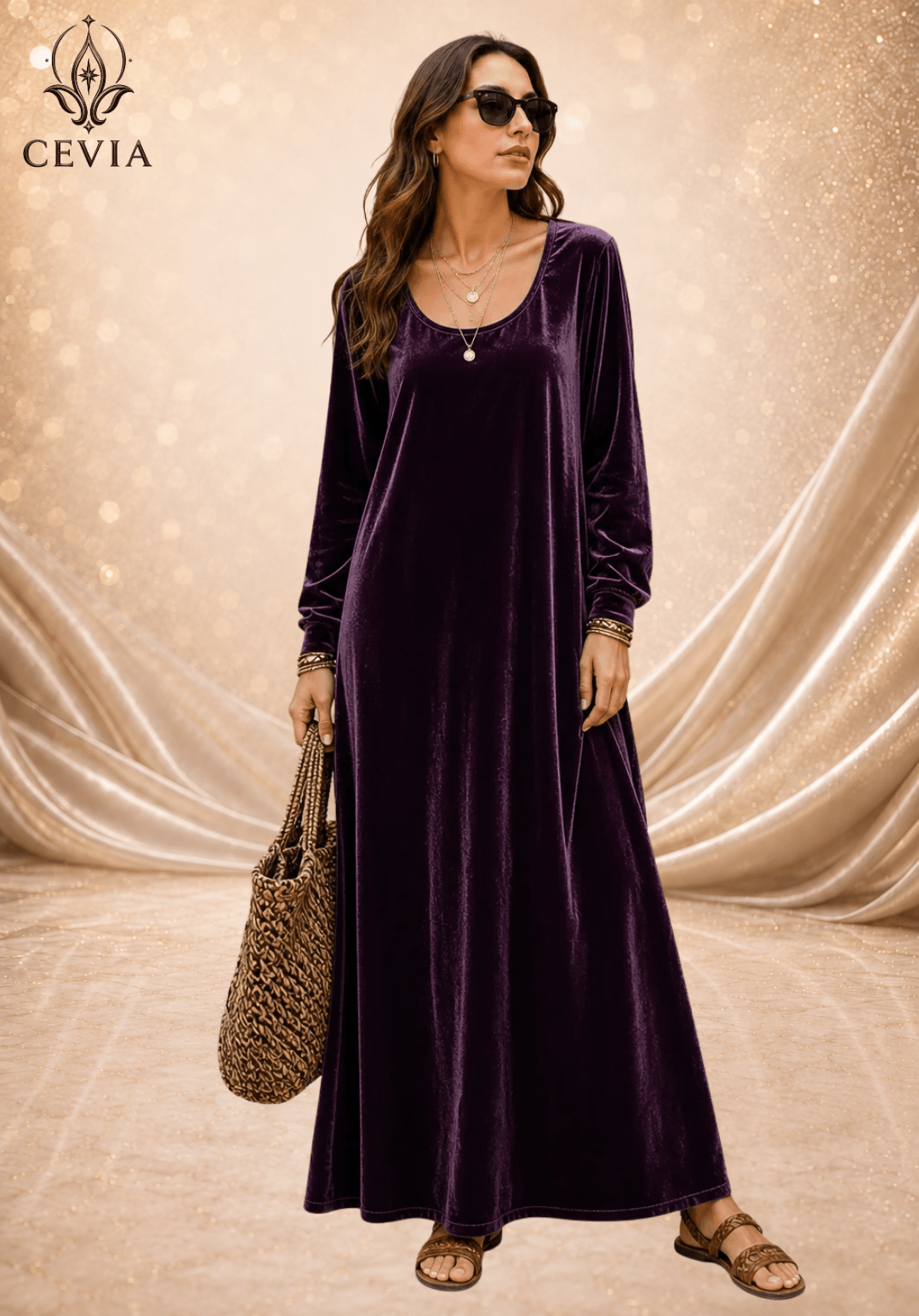 The Fluid Long-Sleeve Maxi Dress - CEVIA