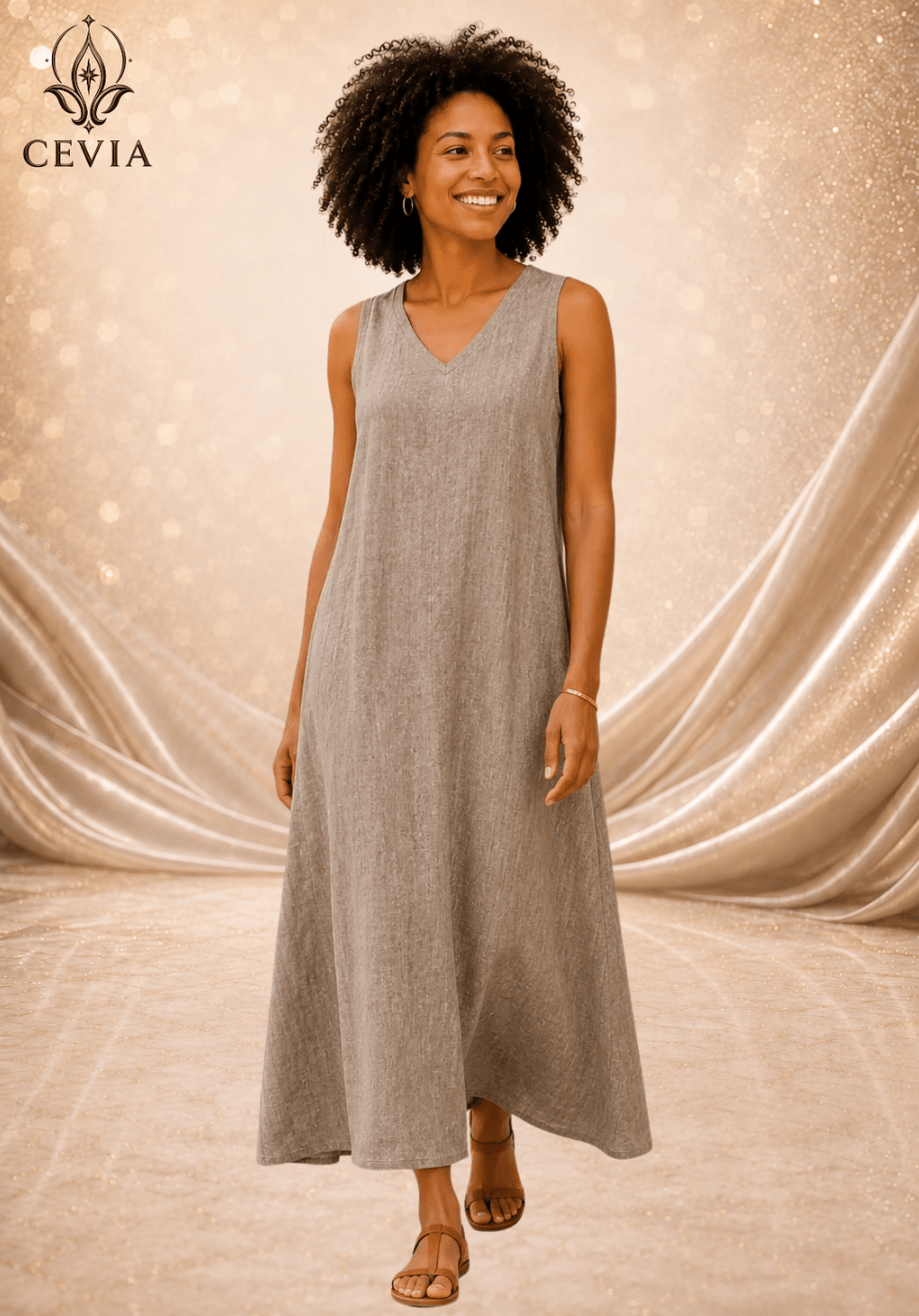 The Pocketed Sleeveless Maxi Dress - CEVIA