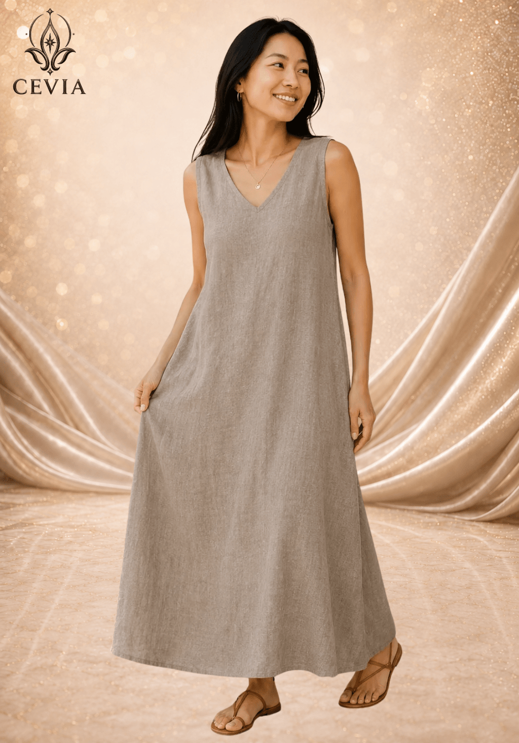 The Pocketed Sleeveless Maxi Dress - CEVIA