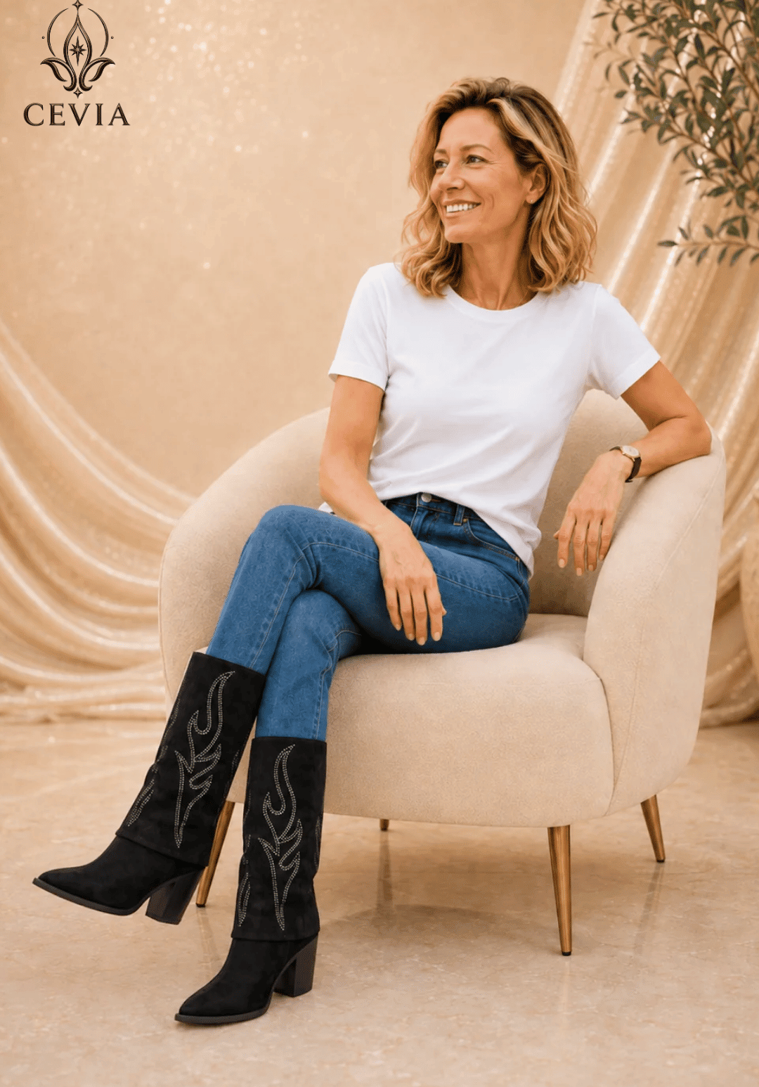 The Radiant Western Knee-High Boots - CEVIA