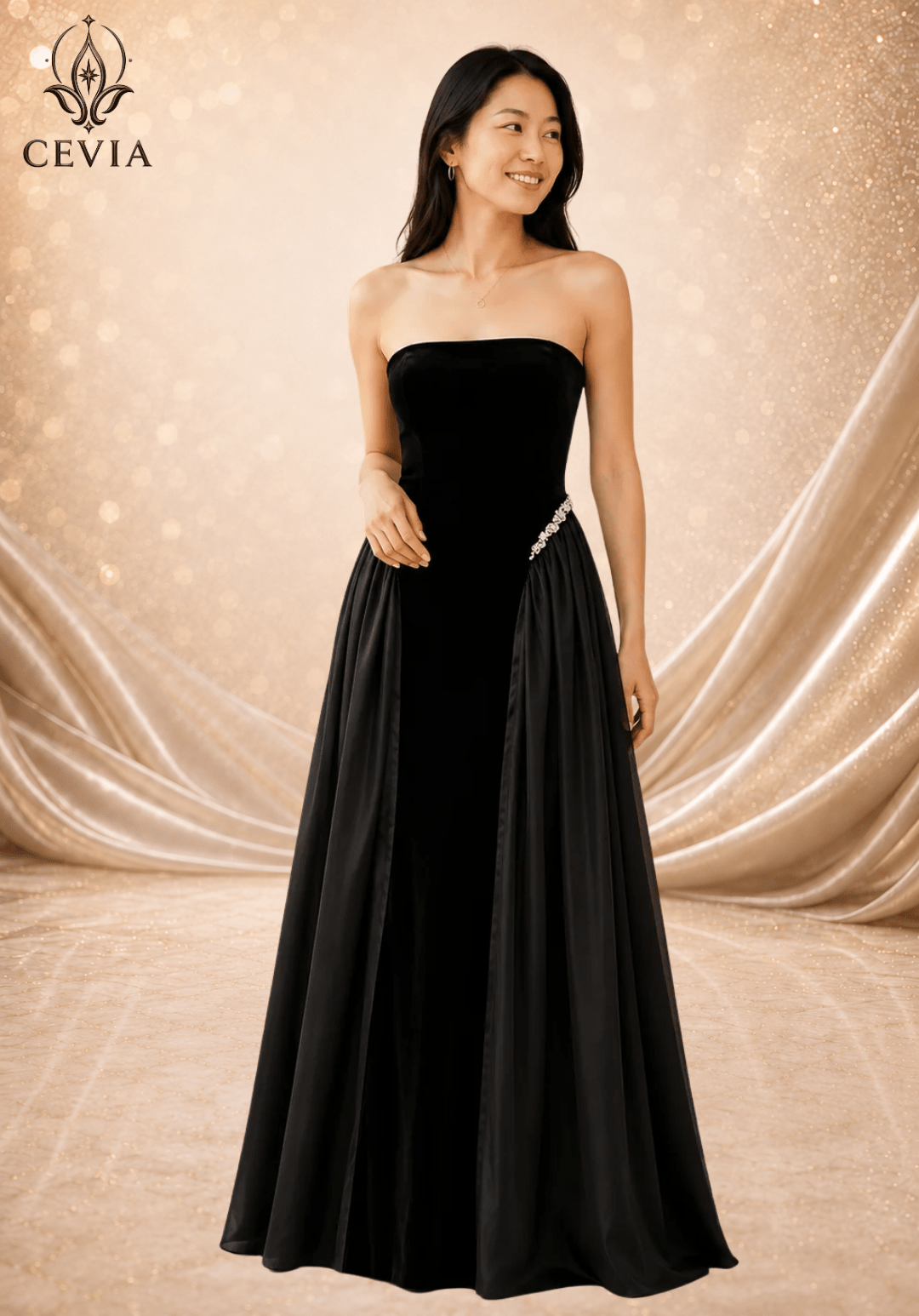 The Rhinestone Lace-Up Evening Gown - CEVIA