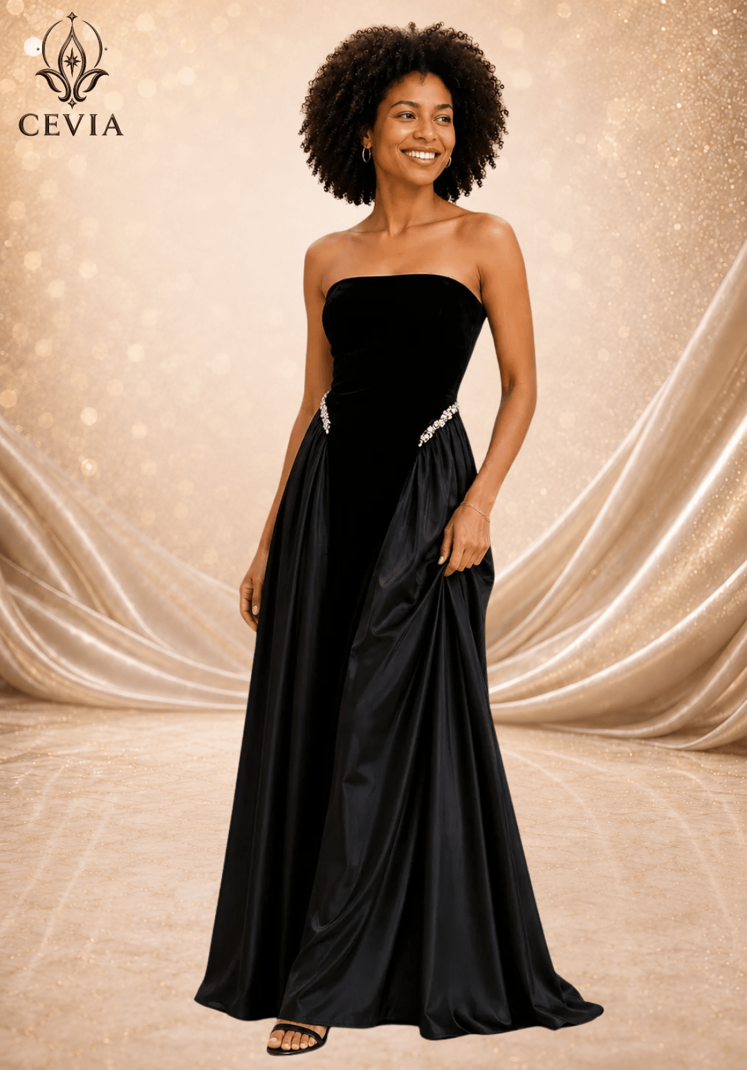 The Rhinestone Lace-Up Evening Gown - CEVIA