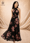 The Romantic Halter Floral Maxi Dress - CEVIA