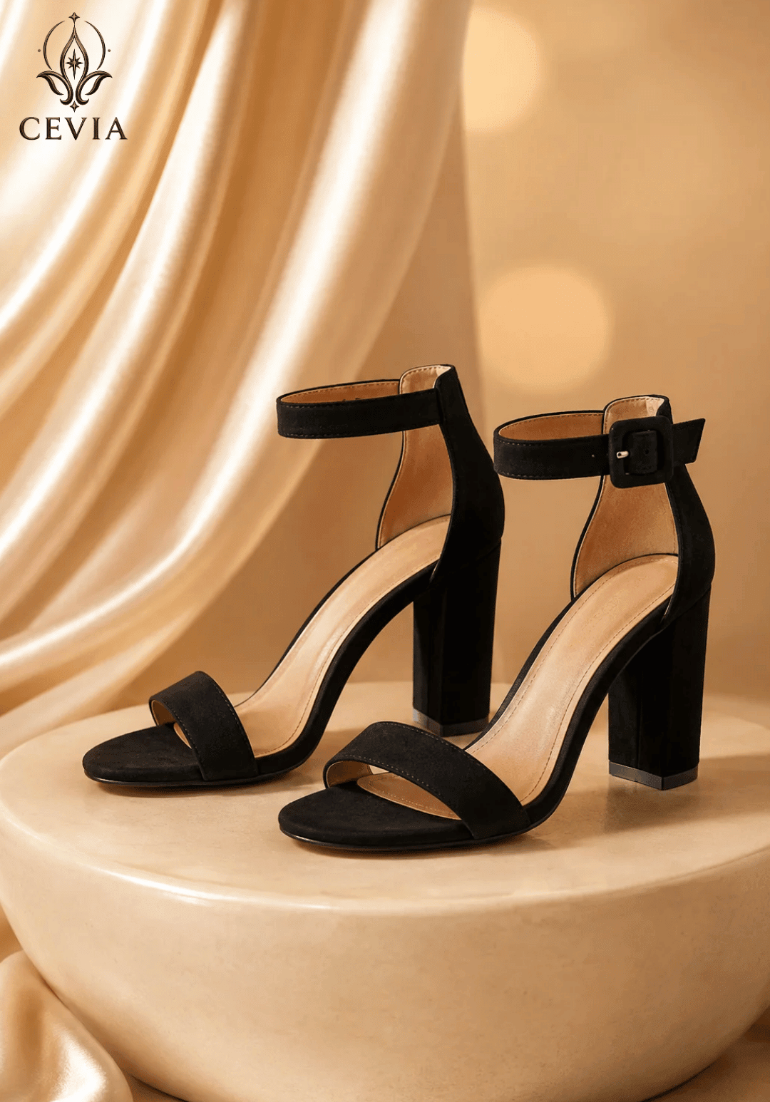 The Signature Suede Block-Heel Sandals - CEVIA